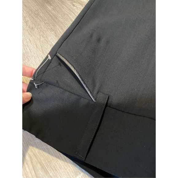 Alice + Olivia Andrew Skinny Pant Black Wool Leather Trim Pants, Sz 10, MP $395 - Picture 5 of 10